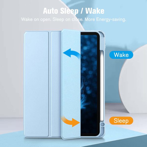 iPad Pro 11 Inch 2020-2022 Soft Tpu Smart Premium Case Auto Sleep Wake Stand Clear Cover Pencil holder ice blue - Image 8