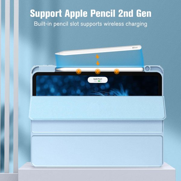 iPad Pro 11 Inch 2020-2022 Soft Tpu Smart Premium Case Auto Sleep Wake Stand Clear Cover Pencil holder ice blue - Image 9