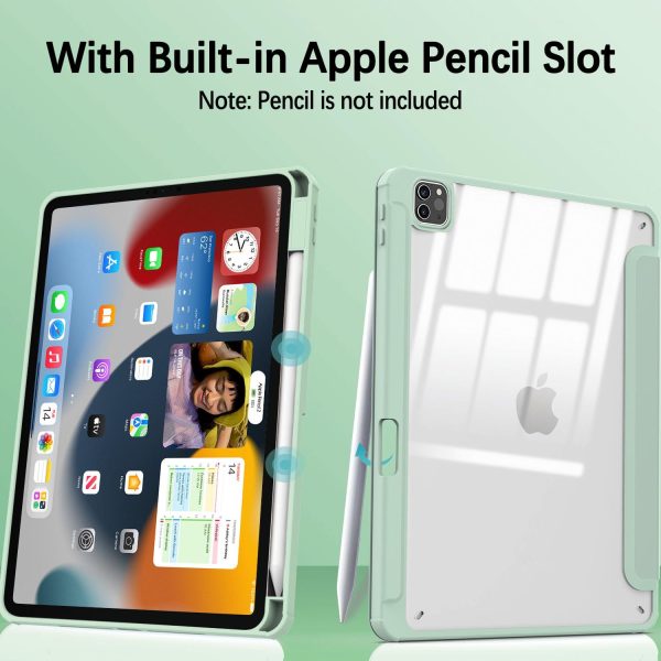 iPad Pro 11 Inch 2020-2022 Soft Tpu Smart Premium Case Auto Sleep Wake Stand Clear Cover Pencil holder Green - Image 3