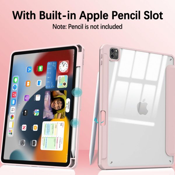 iPad Pro 11 Inch 2020-2022 Soft Tpu Smart Premium Case Auto Sleep Wake Stand Clear Cover Pencil holder Pink - Image 5