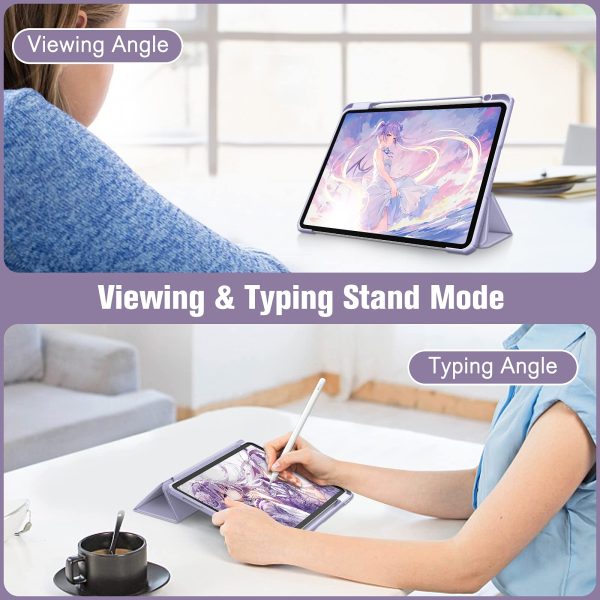iPad Pro 11 Inch 2020-2022 Soft Tpu Smart Premium Case Auto Sleep Wake Stand Clear Cover Pencil holder Purple - Image 3