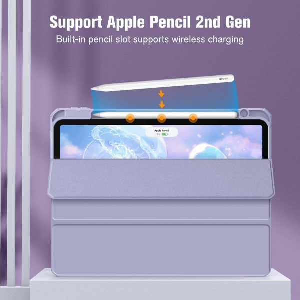 iPad Pro 11 Inch 2020-2022 Soft Tpu Smart Premium Case Auto Sleep Wake Stand Clear Cover Pencil holder Purple - Image 9