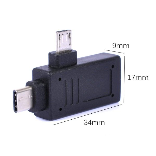 2in1 OTG Adapter Type C Micro USB Port male to USB Female - Image 2