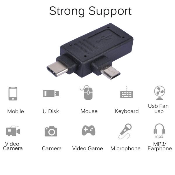 2in1 OTG Adapter Type C Micro USB Port male to USB Female - Image 3