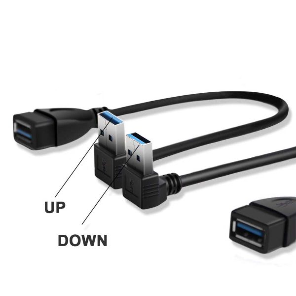 2PCS 20cm SuperSpeed USB 3.0 Male to Female Extension Data Cable Up and Down Angle - Image 2