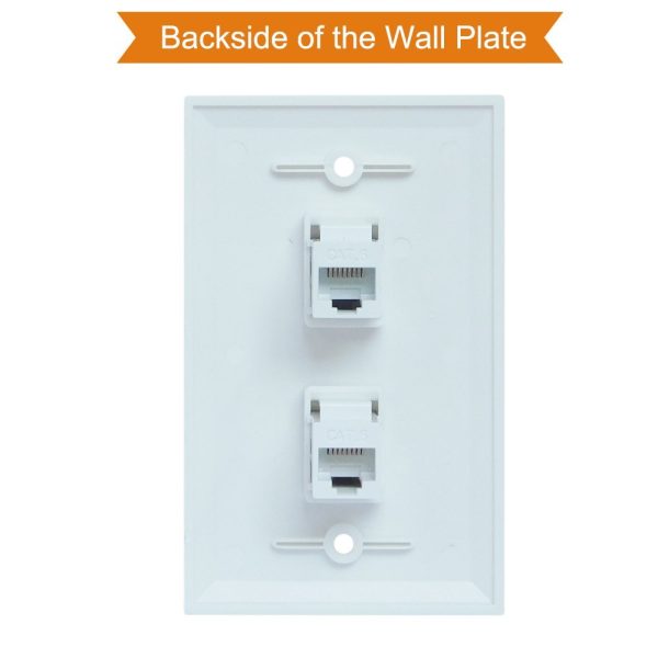 Ethernet Wall Plate 2 Port Cat6 Ethernet Cable Wall Plate Adapter - Image 2