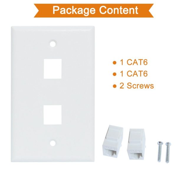 Ethernet Wall Plate 2 Port Cat6 Ethernet Cable Wall Plate Adapter - Image 3