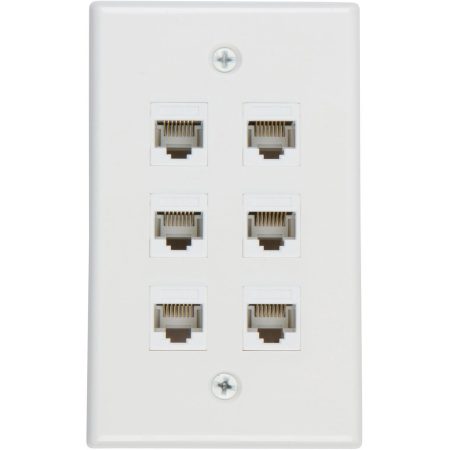 Ethernet Wall Plate 6 Port Cat6 Ethernet Cable Wall Plate Adapter