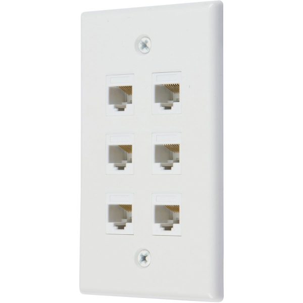 Ethernet Wall Plate 6 Port Cat6 Ethernet Cable Wall Plate Adapter - Image 3