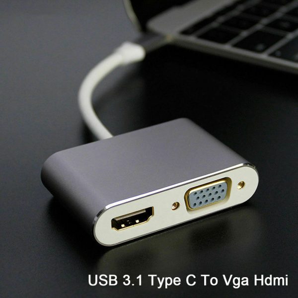 USB Type C to HDMI 4K VGA Adapter For Macbook Chromebook Pixel XPS 13 iPad Pro - Image 2