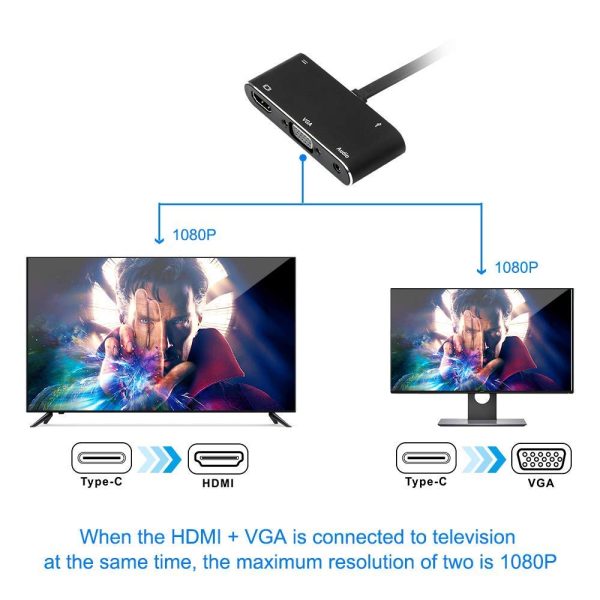5in1 USB C to HDMI VGA Hub Adapter Type C to HDMI USB3.0 Port Dongle Converter - Image 3