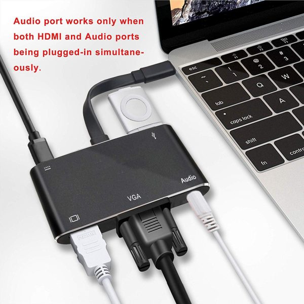 5in1 USB C to HDMI VGA Hub Adapter Type C to HDMI USB3.0 Port Dongle Converter - Image 5