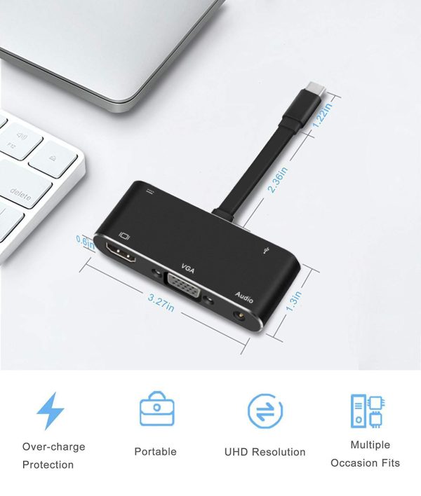 5in1 USB C to HDMI VGA Hub Adapter Type C to HDMI USB3.0 Port Dongle Converter - Image 7