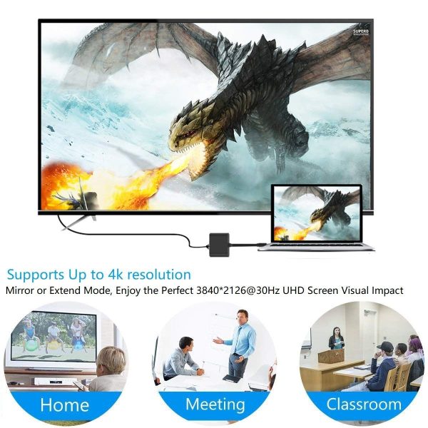 USB C to HDMI Adapter Type C AV Converter 4K HDMI USB 3.0 Port USB-C Female - Image 6
