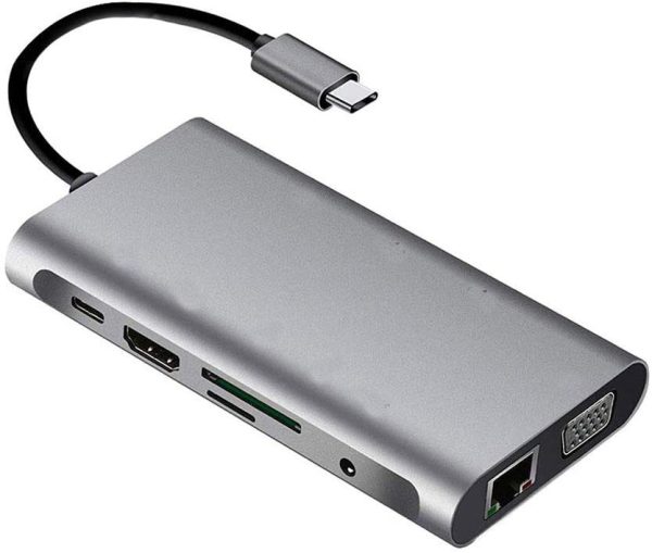 USB HUB C 10 in 1 Type C Adapter Dock 3 USB 3.0 Port 4K HDMI 1080P VGA RJ45 Ethernet - Image 2