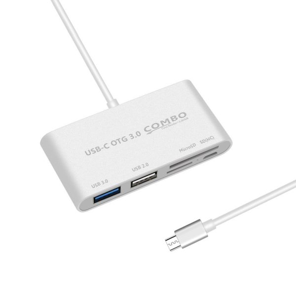 USB-C OTG Hub to USB 3.0 2.0+TF Card Reader Micro USB Power Charging Port - Image 2