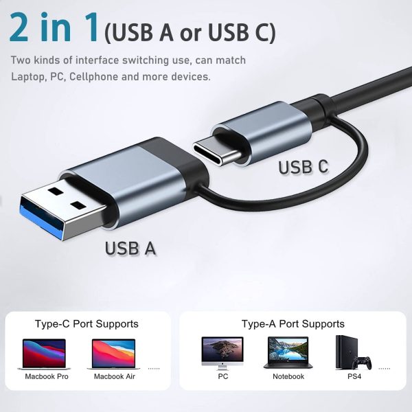 USB Hub 3.0 7 Ports Aluminium USB C to USB 3.0 Hub for MacBook Mac Pro/Mini  iMac Laptop - Image 2