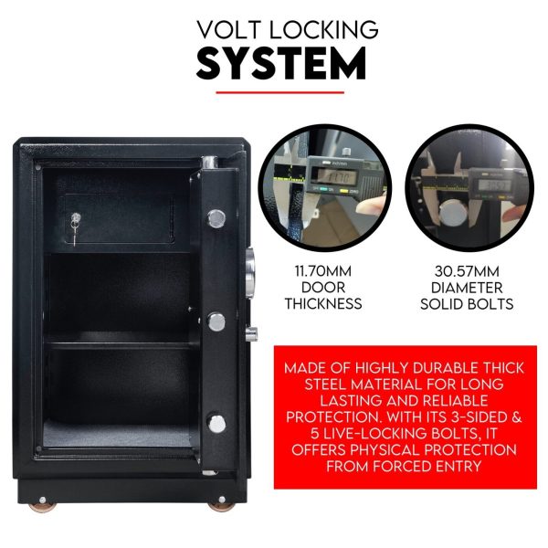Dual Key Lock Safe Safety Box Security Code Lock Box Fire Proof Heavy Duty 80L - Image 3