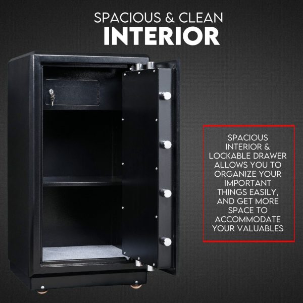 Dual Key Lock Safe Box Fire Proof Safe Heavy Duty Key Lock Security 118L - Image 2