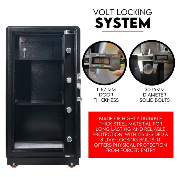 Dual Key Lock Safe Box Fire Proof Safe Heavy Duty Key Lock Security 118L - Image 3
