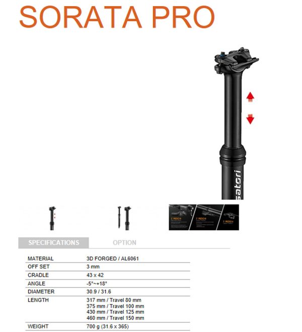 Satori Sorata Pro Internal Cable 30.9 Diameter 100mm Travel Mountain Bike Dropper - Image 7