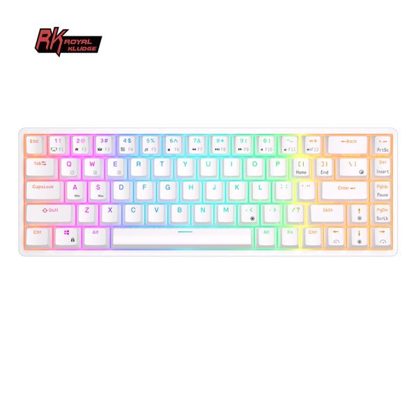 ROYAL KLUDGE RK68 Wireless Hot Swap White 65% Mechanical Keyboard, Red Switch - Image 2