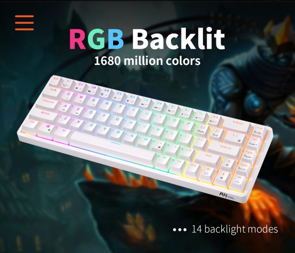 ROYAL KLUDGE RK68 Wireless Hot Swap White 65% Mechanical Keyboard, Red Switch - Image 5