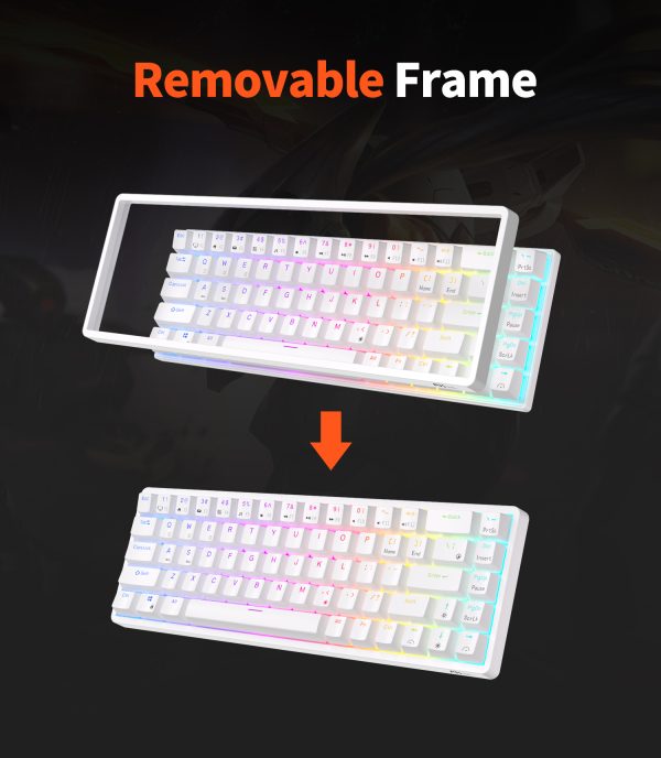 ROYAL KLUDGE RK68 Wireless Hot Swap White 65% Mechanical Keyboard, Red Switch - Image 7