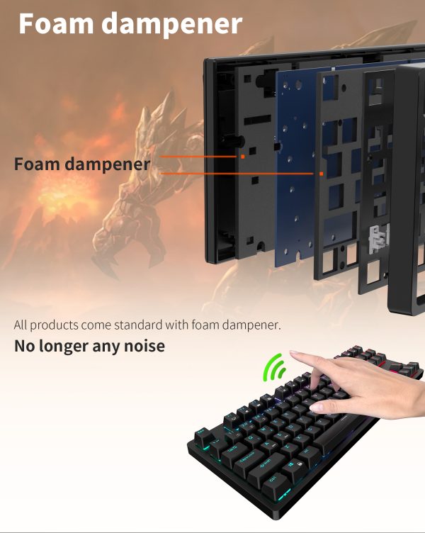 ROYAL KLUDGE RK84 Wireless Hot Swap Black 65% Mechanical Keyboard, Red Switch - Image 4
