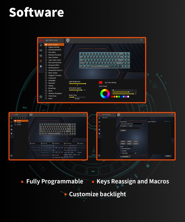 ROYAL KLUDGE RK84 Wireless Hot Swap Black 65% Mechanical Keyboard, Red Switch - Image 5