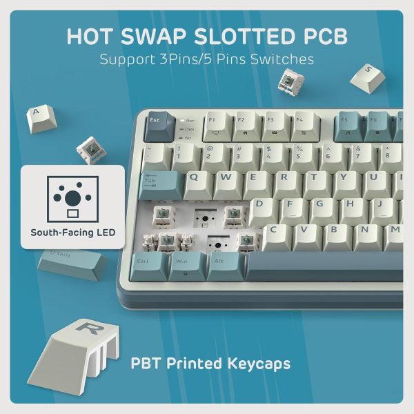 RK ROYAL KLUDGE S98 Mechanical Keyboard w/Smart Display & Knob, Top Mount 96% Wireless Mechanical Keyboard BT/2.4G/USB-C, Hot Swappable, Pale Green Switch 98 Keys - Image 6