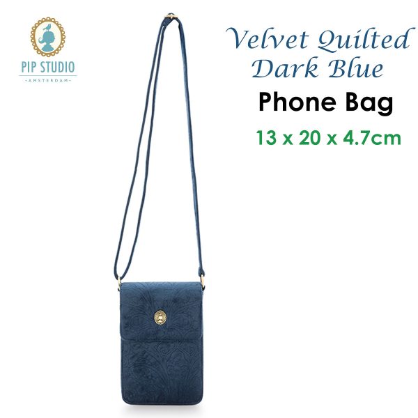 PIP Studio Velvet Quilted Dark Blue Phone Bag - Image 2