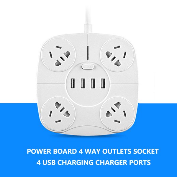1.8 Metre Power Board with 4 Socket & 4 USB Charging Charger Ports - Image 2