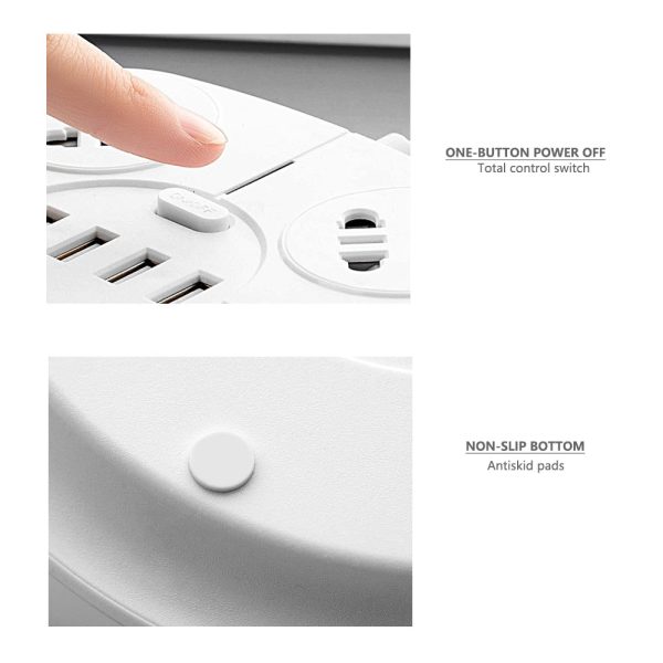 1.8 Metre Power Board with 4 Socket & 4 USB Charging Charger Ports - Image 7