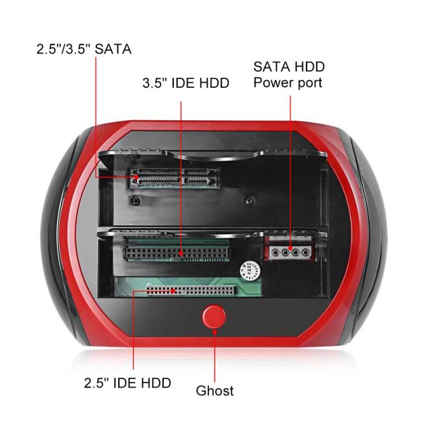 All In One Docking Station USB Dual-Bay Hard Drive 2.5" 3.5" IDE SATA SSD Card Reader - Image 3