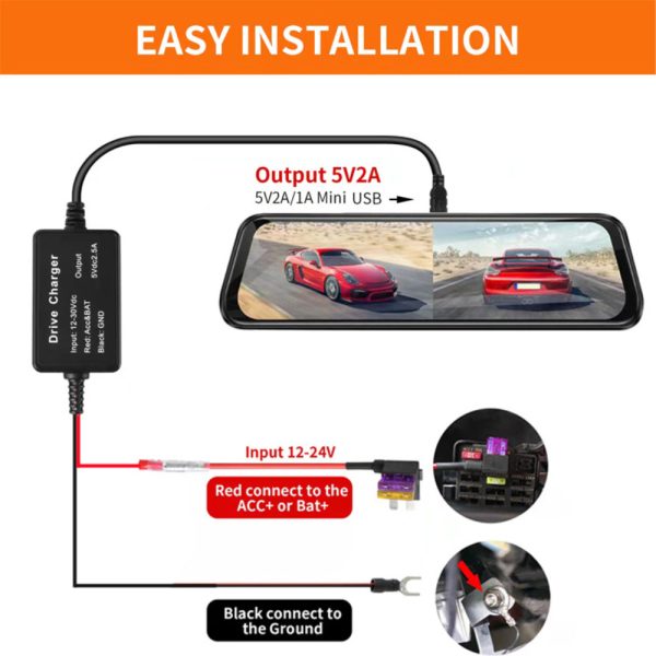 USB/Micro/Type-C Hardwire Kit for DashCam RearView Camera Reversing Recorder (Type-C) - Image 2