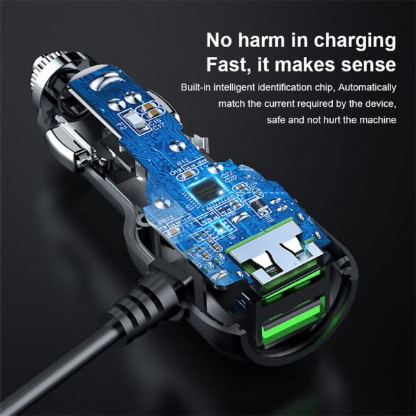 2 in 1 Dash Cam Car Charger Double USB 5V3.5A QC3.0 Fast 3.5M Cable - Image 2