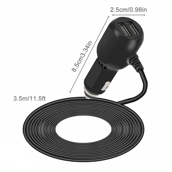 2 in 1 Dash Cam Car Charger Double USB 5V3.5A QC3.0 Fast 3.5M Cable - Image 8