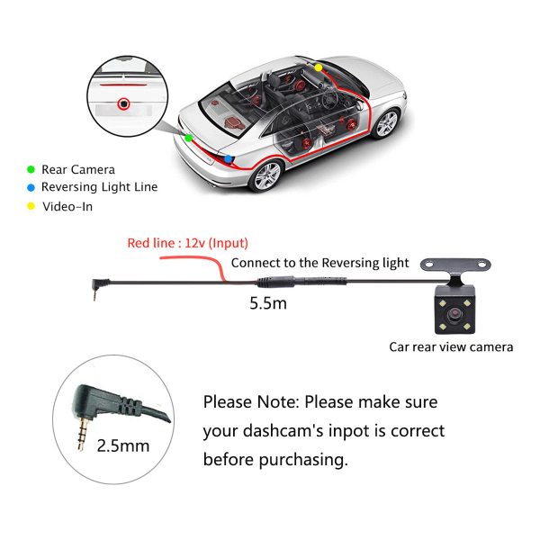 4LED Car Rear Camera Auto Parking Monitor Night Vision IP67 Waterproof With 5.5m Cable - Image 7