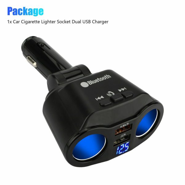Dual Car Cigarette Lighter Socket Dual USB Charger Adapter Bluetooth5.3 MP3 Player - Image 8