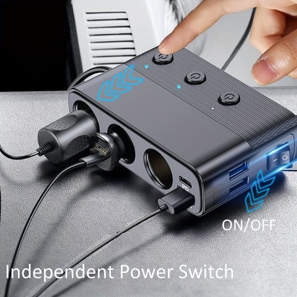 7 in 1 Car Charger Adapter Cigarette Lighter Plug Splitter Independent Switches - Image 7