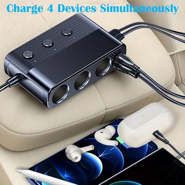 7 in 1 Car Charger Adapter Cigarette Lighter Plug Splitter Independent Switches - Image 9