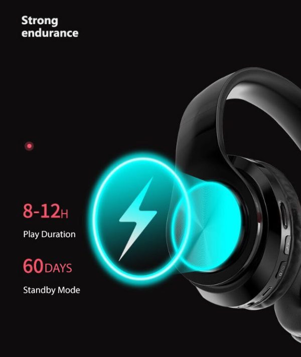 Bluetooth 5.0 Wireless Earphones Foldable Headset Stereo Headphones (Black) - Image 6
