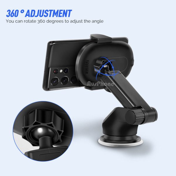 Automatic Clamping 15W Wireless Car Fast Charger Mount 2in1 Car Phone Holder - Image 4