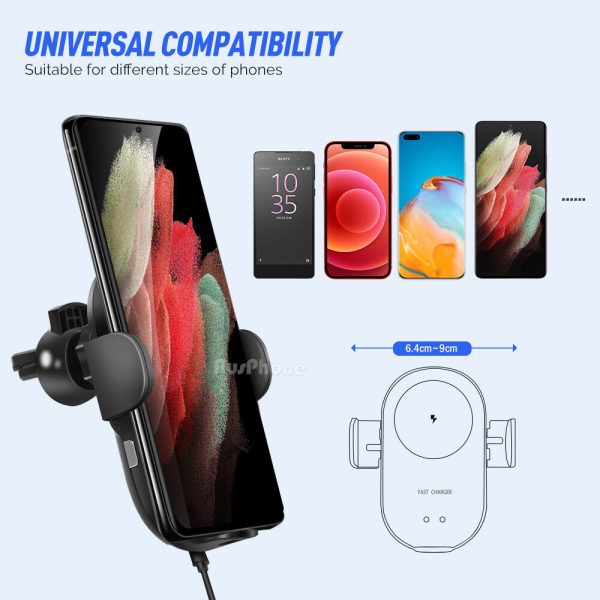 Automatic Clamping 15W Wireless Car Fast Charger Mount 2in1 Car Phone Holder - Image 5