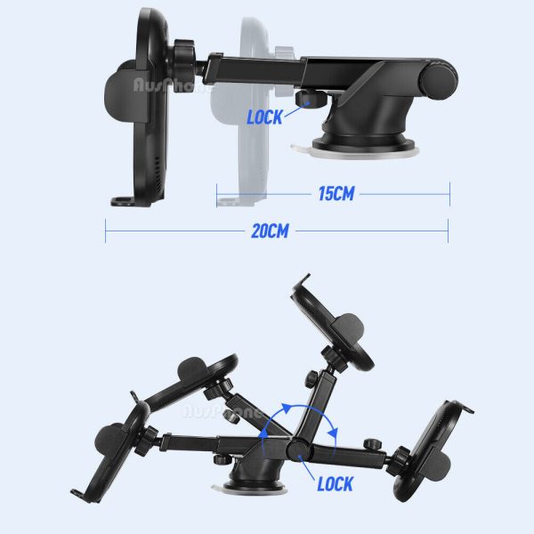 Automatic Clamping 15W Wireless Car Fast Charger Mount 2in1 Car Phone Holder - Image 8