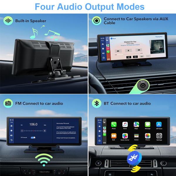 10.26" Wireless Apple Android Carplay Dual Dash Cam Front Rear Camera with 64G Card - Image 7