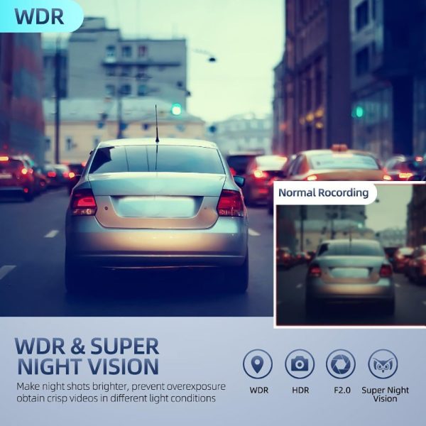 Front and Rear Triple Lens Dash Cam 1080P HD 4-inch touch screen wide-angle lens - Image 3