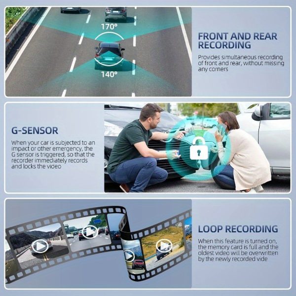 4K Front and Rear Dual Dash Cam WiFi GPS Car Camera with 64GB SD Card - Image 6