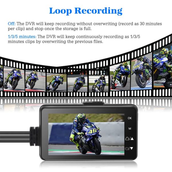 3inch LCD HD Dual Camera Motorcycle DVR Video Driving Recorder With 32G Card - Image 5